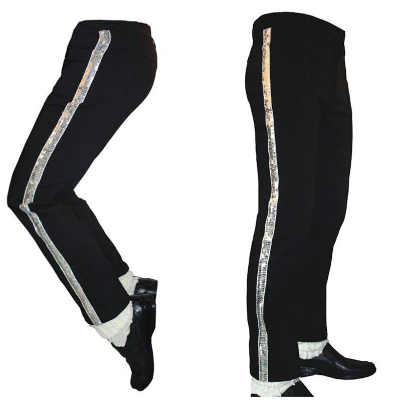 MJ Michael Jackson Black Entertainers Straight Silver trousers pants for fans Billie Jean Performance Costumes 6f6cb72d544962fa333e2e: 24|26|28|30|32|34|36|38|TAILOR MADE