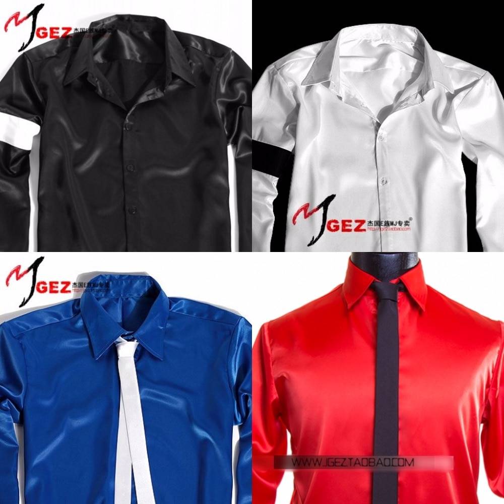 MJ Michael Jackson Black and White Dangerous Red Shirt for Show Costumes cb5feb1b7314637725a2e7: 4 shirt|Beige|Black|blue|red