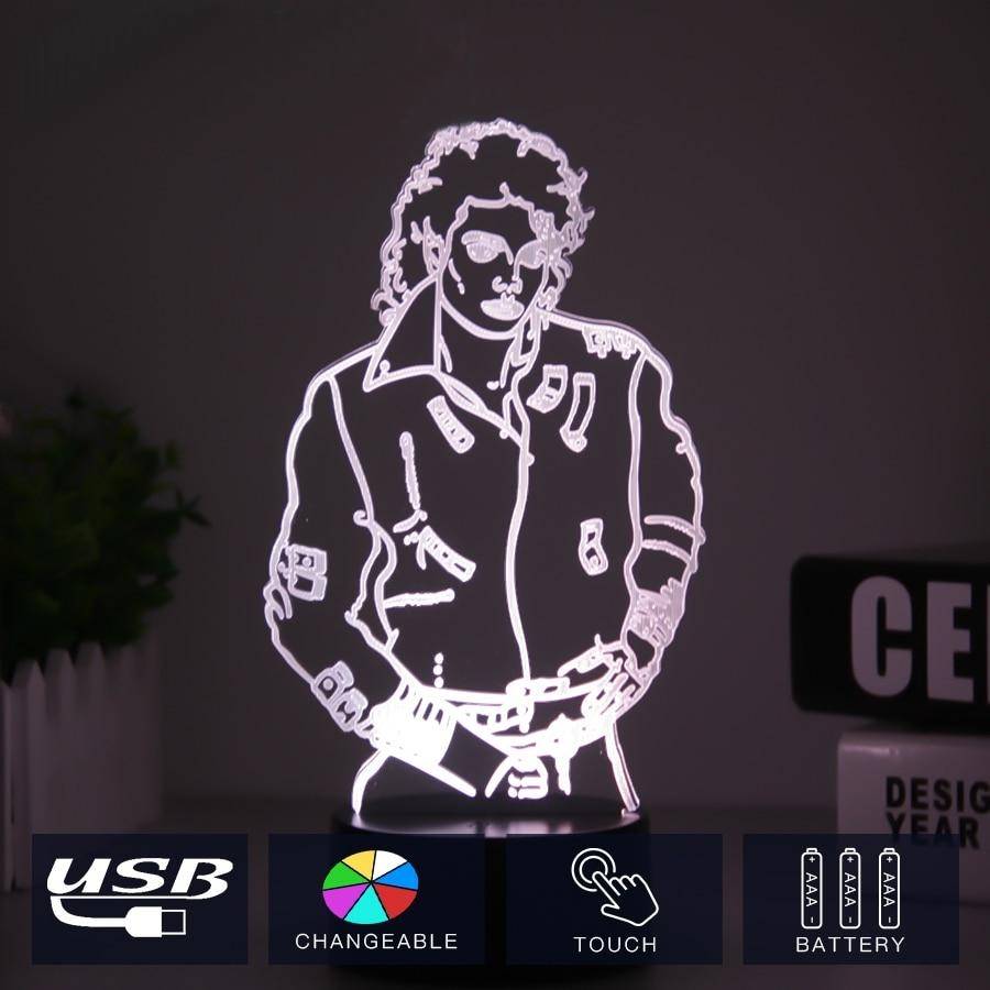 Michael Jackson 3D illusion Lights Bedroom Home Decor Lights 061330ff83c078d1804901: 7 Color Change Lamp
