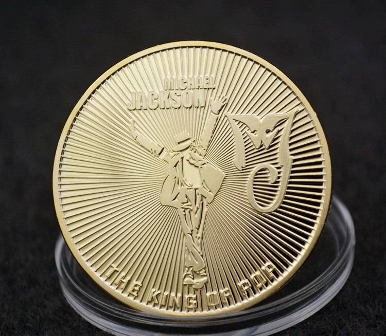 Michael Jackson Gold Coins Collectibles Birthday Gifts Gold Plated Commemorative Coin for Souvenir Women’s Clothing Material: Metal