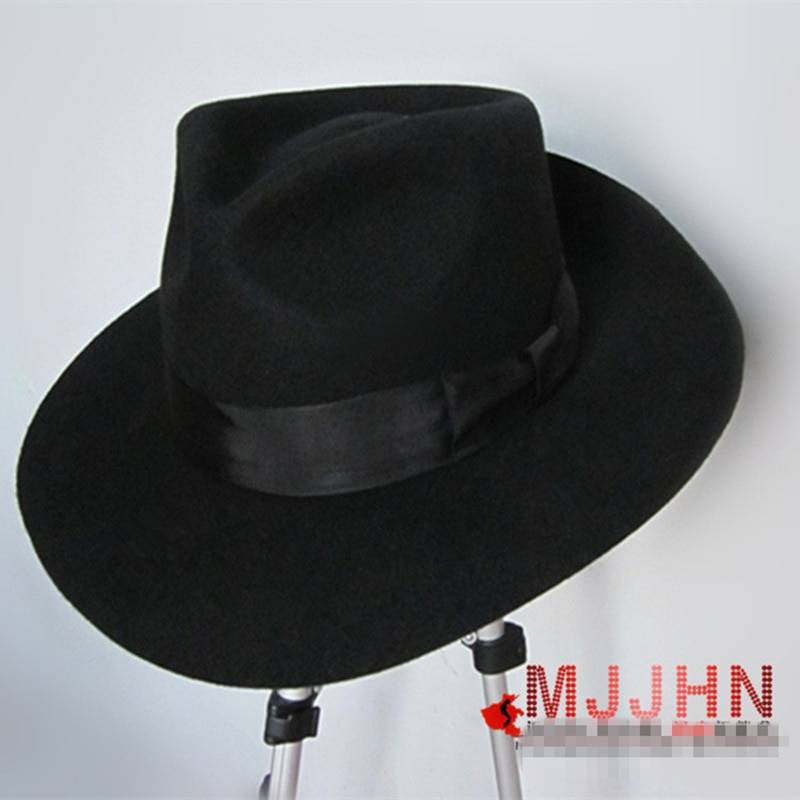 Michael Jackson Billie Jean With Name Black FEDORA Wool Hat Costumes Hats cb5feb1b7314637725a2e7: 56cm|57cm|58cm|59cm