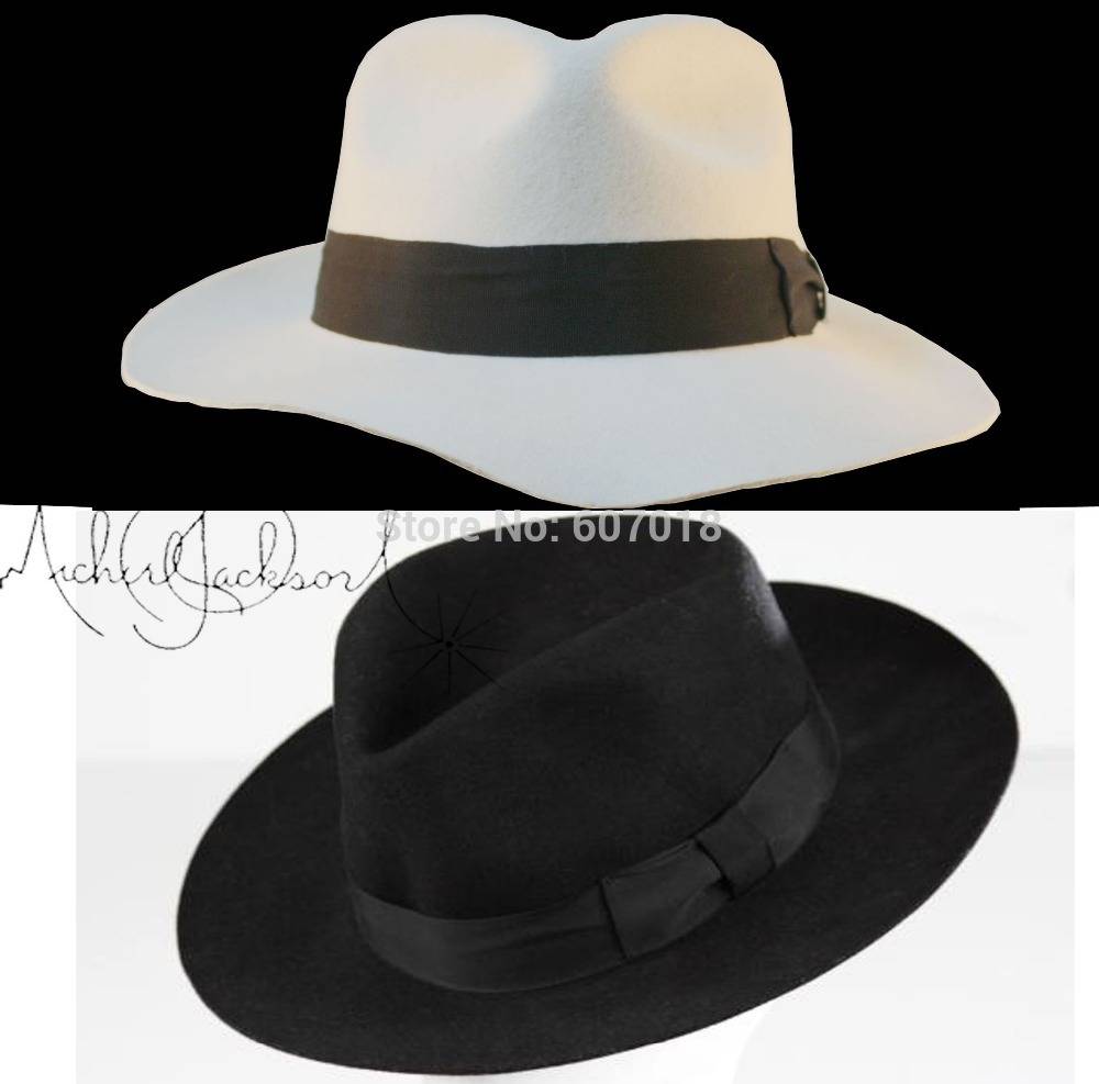2pcs MICHAEL JACKSON White & Black Hats, Fedora Smooth Criminal & Billie Jean Classic Fedora with name Costumes Hats Men Women cb5feb1b7314637725a2e7: 2pcs|Billie Jean Hat|SC White Hat