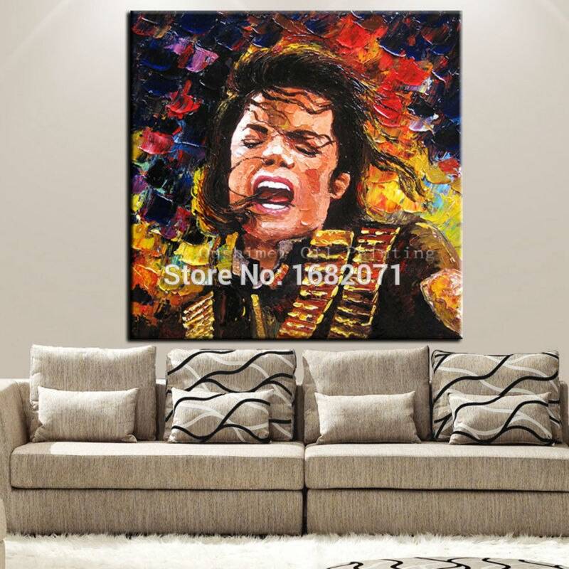 Hand-painted Knife Michael Jackson Singing Oil Painting On Canvas Impression Super Star Michael Jackson Portrait Oil Paints