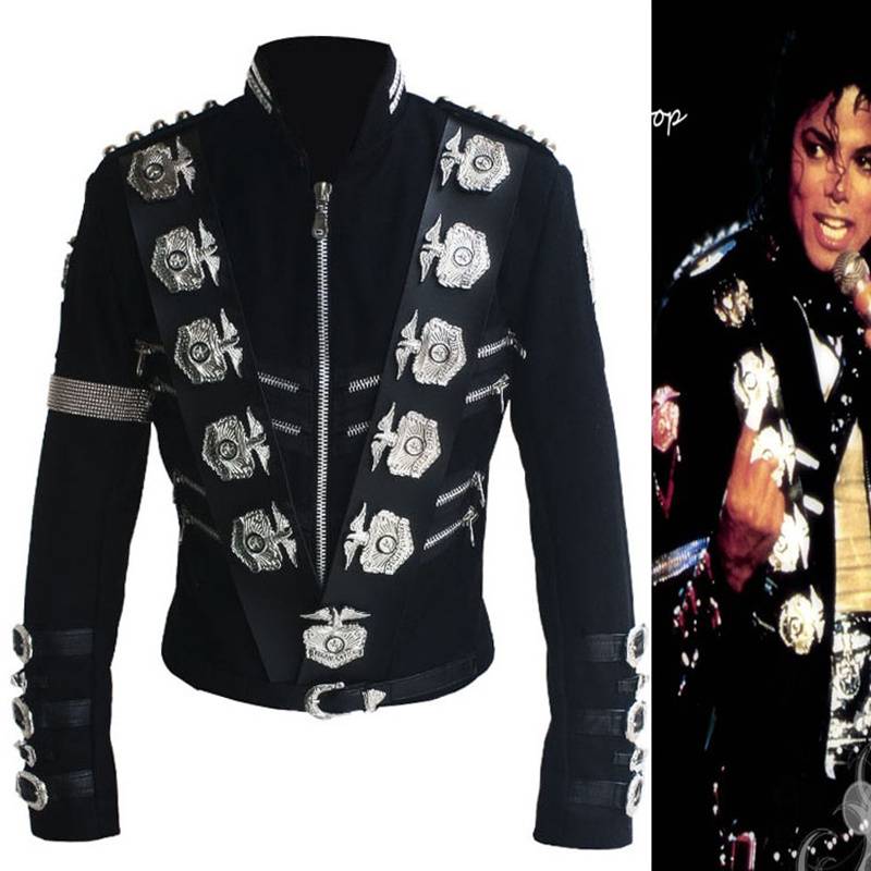 Rare MJ Michael Jackson BAD Black Classic Jacket With Silver Eagle Badges Punk Metal Fashion Badge woolen Clothing Show Gift Clothing & Accessories 6f6cb72d544962fa333e2e: 4XL|L|M|One Size|S|XL|XS|XXL|XXS|XXXL