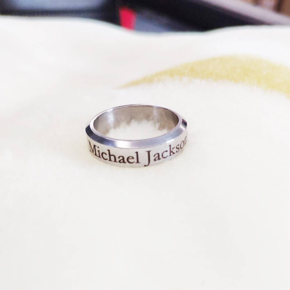 Michael Jackson Pendant Necklace Silver Ring Classic Handmade Carve with a Leather Rope