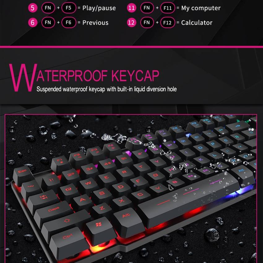 iMice Gaming Keyboard 7 Colors LED Backlit USB Wired Gamer Keyboard Professional Gaming Keyboard for PC Desktop Laptop Computer