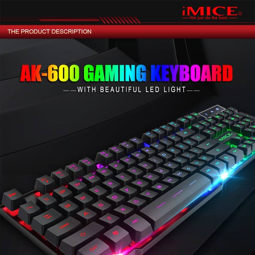 iMice Gaming Keyboard 7 Colors LED Backlit USB Wired Gamer Keyboard Professional Gaming Keyboard for PC Desktop Laptop Computer