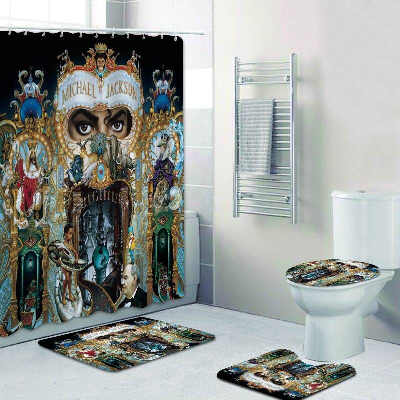 Michael Jackson Dangerous Bathroom Set 4PCS Bathroom Home Decor cb5feb1b7314637725a2e7: 3PCS Set (ONE SIZE)|3PCS Set (ONE SIZE)|4PCS Set|4PCS Set|Only Shower Curtain|Only Shower Curtain