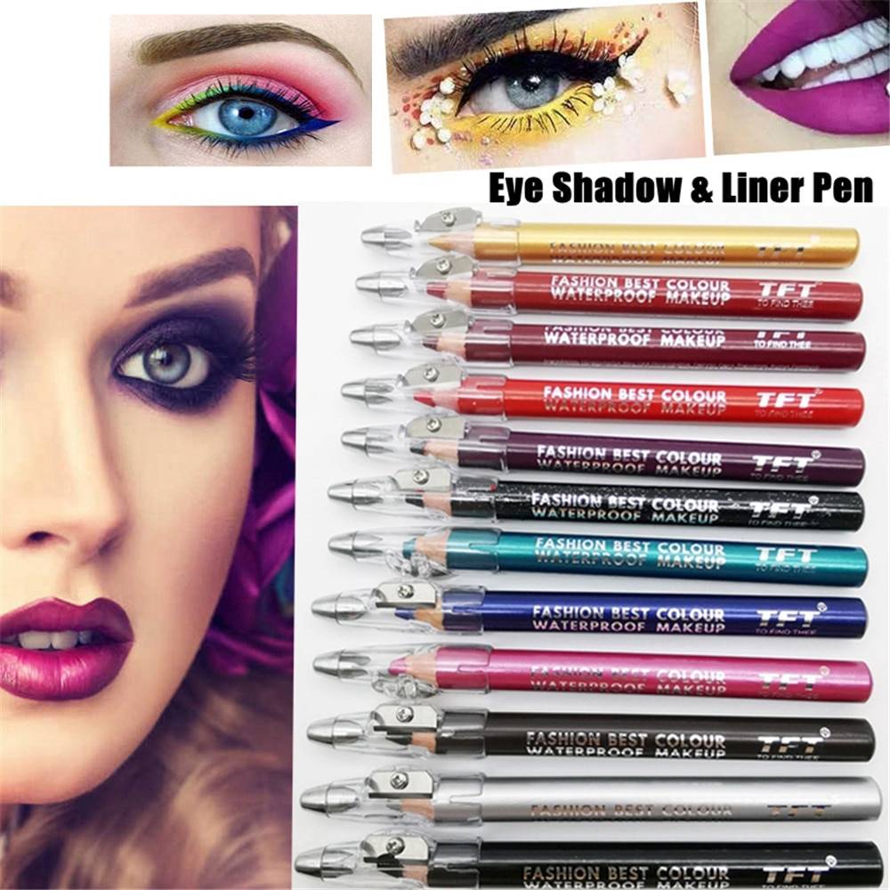 1Pc Eye Shadow Liner Pen Highlighter Waterproof Glitter Matte Eyeliner Pencil 12 Colors Long Lasting Eye Beauty Cosmetic Makeup Clothing & Accessories cb5feb1b7314637725a2e7: Black|Dark Blue|Dark Brown|Golden|pink|Plum|red|Sequined Black|Sexy Red|Silver|Sky blue|Wine Red