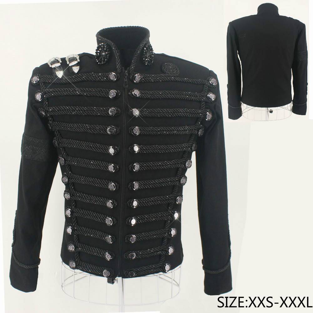 Rare MJ Michael Jackson England Style Retro Black Militray Jacket Handmade Punk Men Outerwear Tailor Made High Quality Costumes 6f6cb72d544962fa333e2e: L|M|One Size|S|XL|XS|XXL|XXS|XXXL