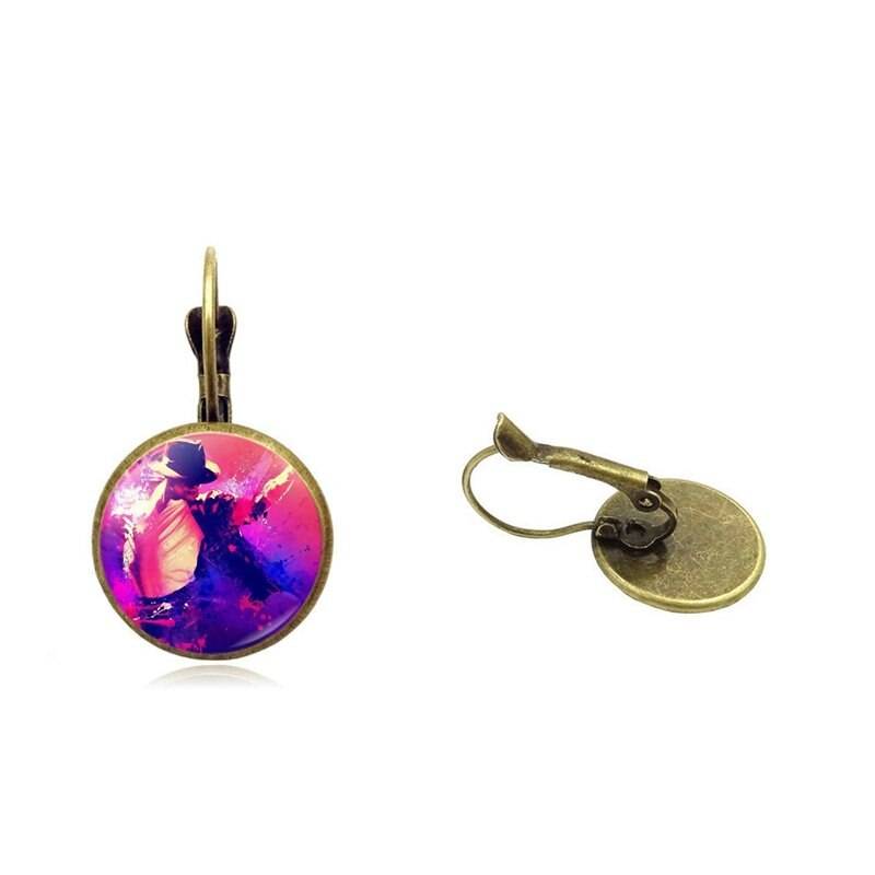 stock Controversial with time Michael Jackson Glass Cabochon, Bronze/Silver/Golden Clip Ear Hook Drop  Earrings | Global MJ Shop