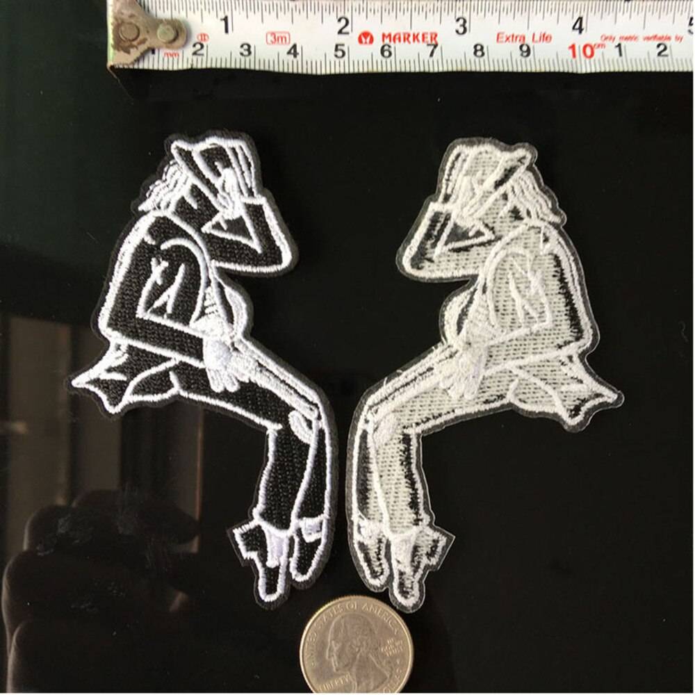Black Dancing Man Michael Jackson Patches Rock Punk Iron On Embroidered Clothes Appliques For Clothing Stickers Garment Badges Accessories cb5feb1b7314637725a2e7: N-BT1407
