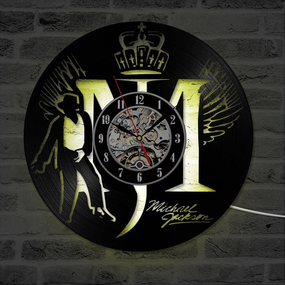 Michael Jackson Design Vinyl Record Wall Clock Clocks Home Decor Lights cb5feb1b7314637725a2e7: NO LED|With LED