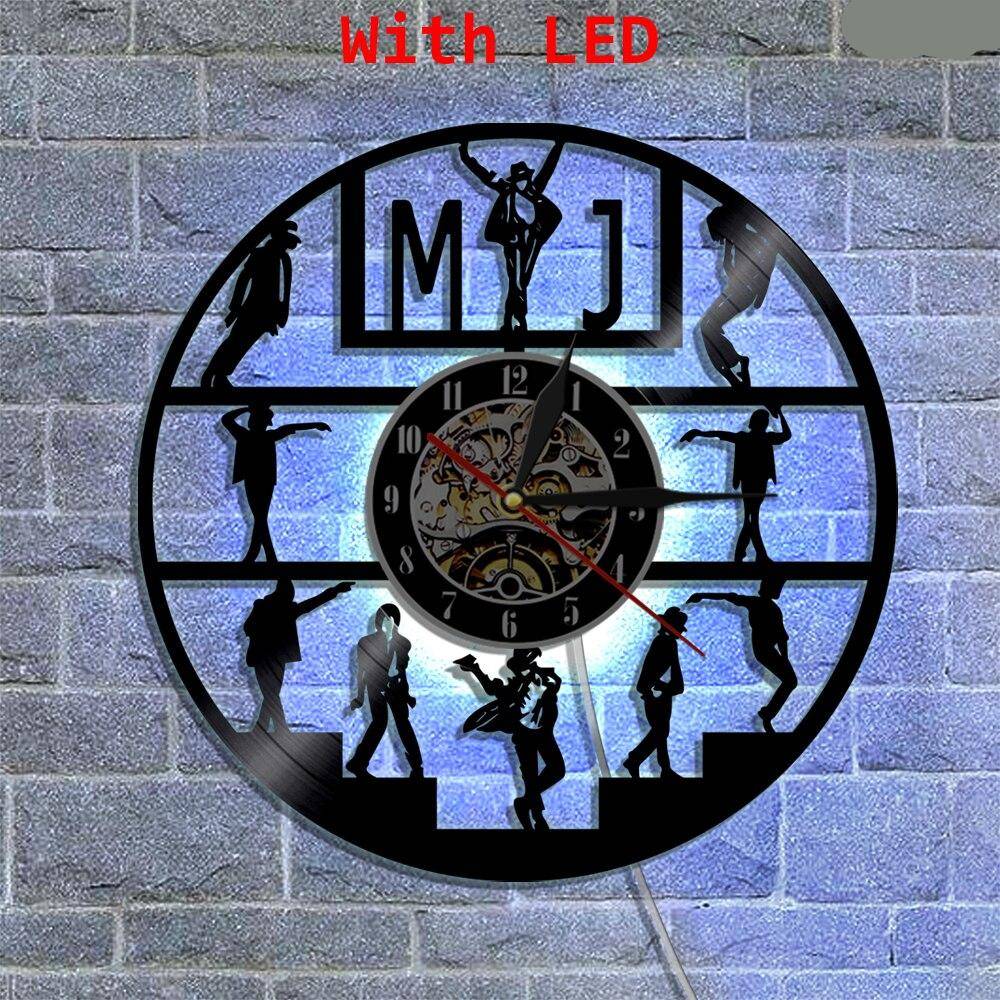 Michael Jackson Vinyl Music Record Wall Clock Clocks Home Decor Lights cb5feb1b7314637725a2e7: NO LED|With LED