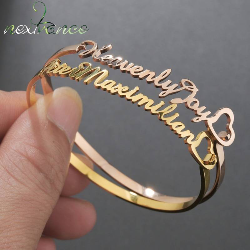 Nextvance Hand Decoration Customized Name Cuff Personalized Bracelets Bangles Women Gold Stainless Steel Mom Birth Jewelry Gifts Jewellery 8d255f28538fbae46aeae7: Box|Gold|Rose Gold|silver