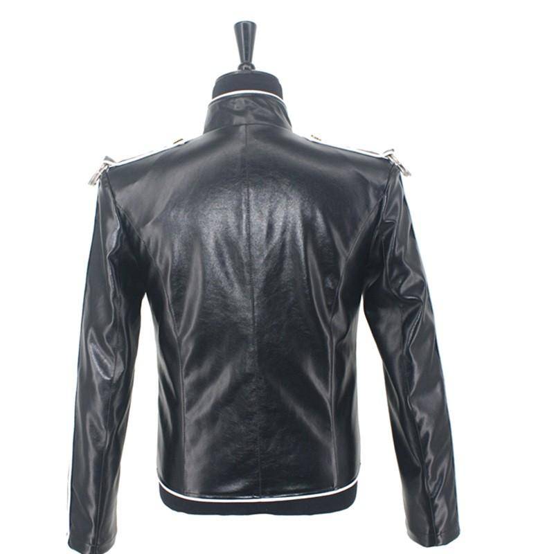 HOT Free Shipping MJ MICHAEL JACKSON MEN'S JACKET V8 RETRO ENGLAND BLACK LEATHER JACKET