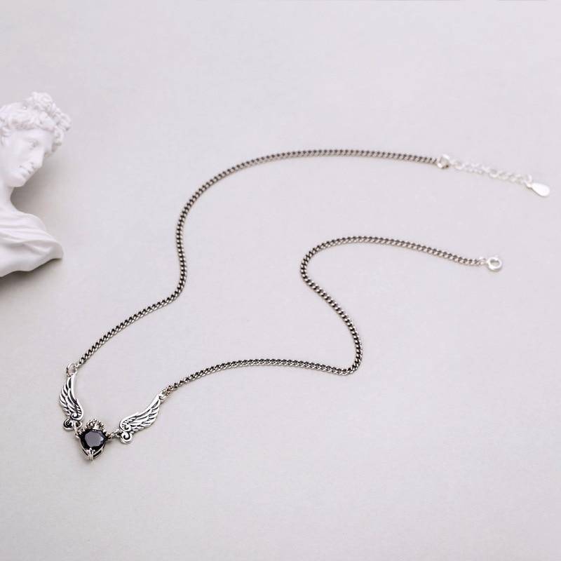 Angel Wings, Heart Black Zircon Necklace for Women Jewellery Women ba2a9c6c8c77e03f83ef8b: 40cm add 5.5cm