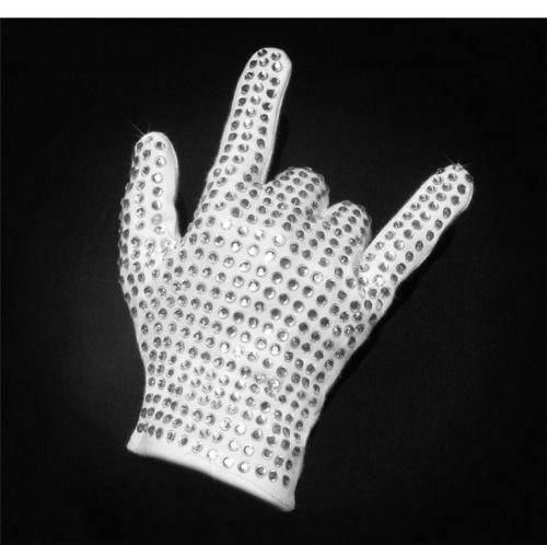 Free Shipping MJ Michael Jackson Single side rhinestone glove collection For Billie Jean Preformance Handmade Glove 1 Piece
