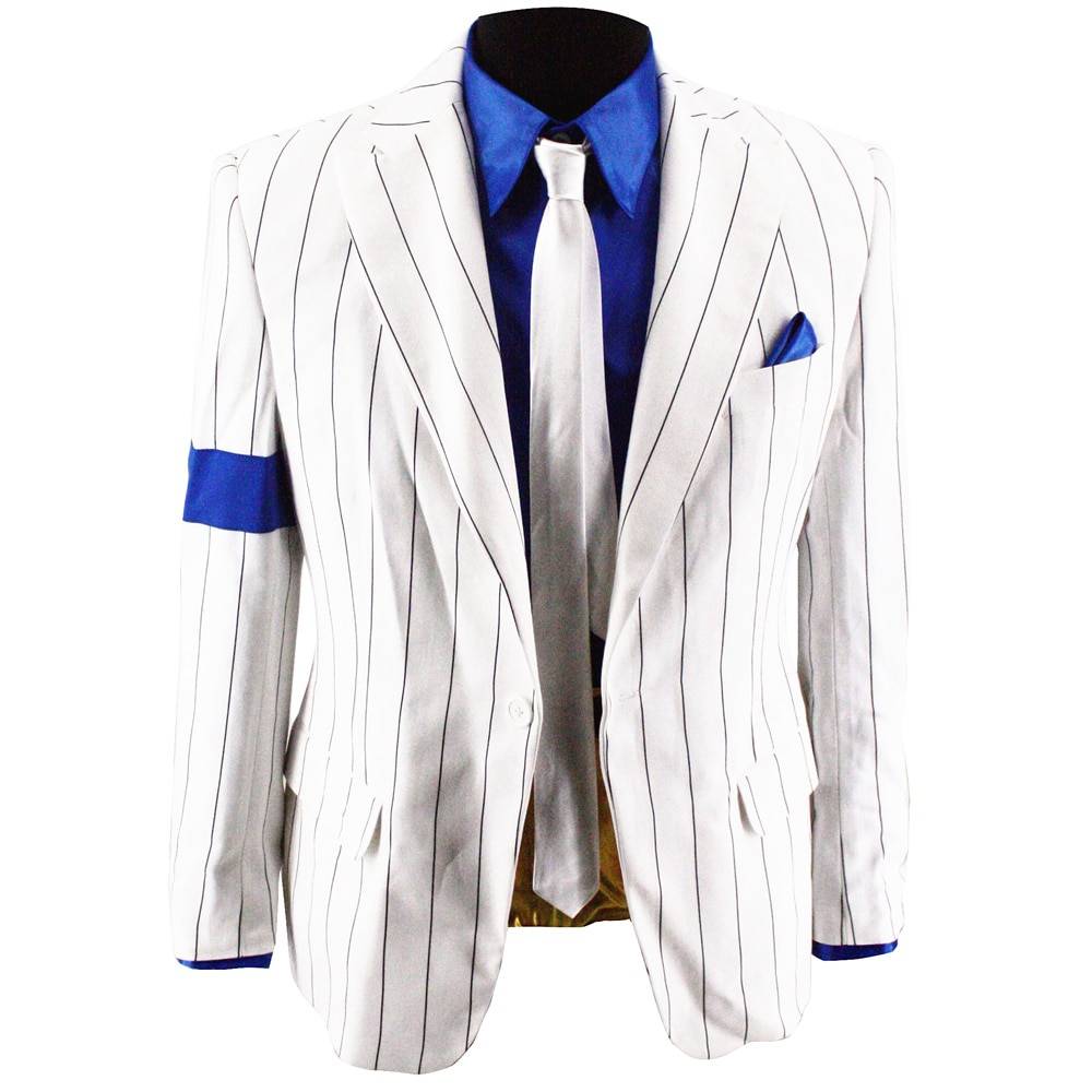 Retro MJ Michael Jackson Smooth Criminal Vocal Concert History Stripe Outfit Suits Costumes cb5feb1b7314637725a2e7: Beige|Black|blue