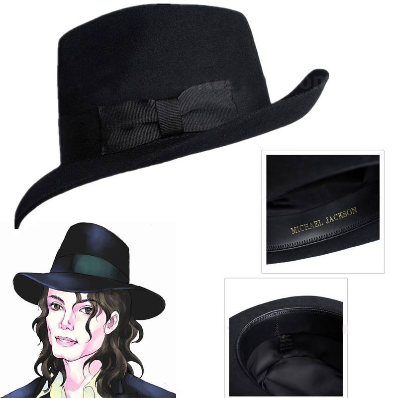 High Quality Woolen Hat Australian Wool 1:1 Michael Jackson Concert Dance Fedoras Classic Black Wide Brim Jazz Gentleman Hats Hats cb5feb1b7314637725a2e7: A