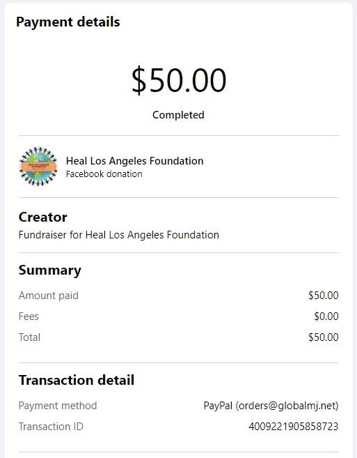 Heal Los Angeles Foundation Donation