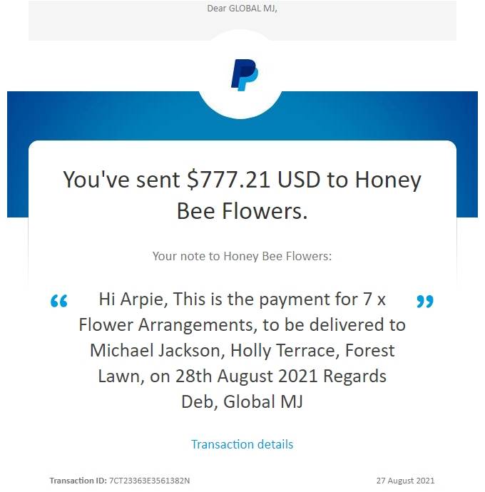 Honeybee payment August 2021