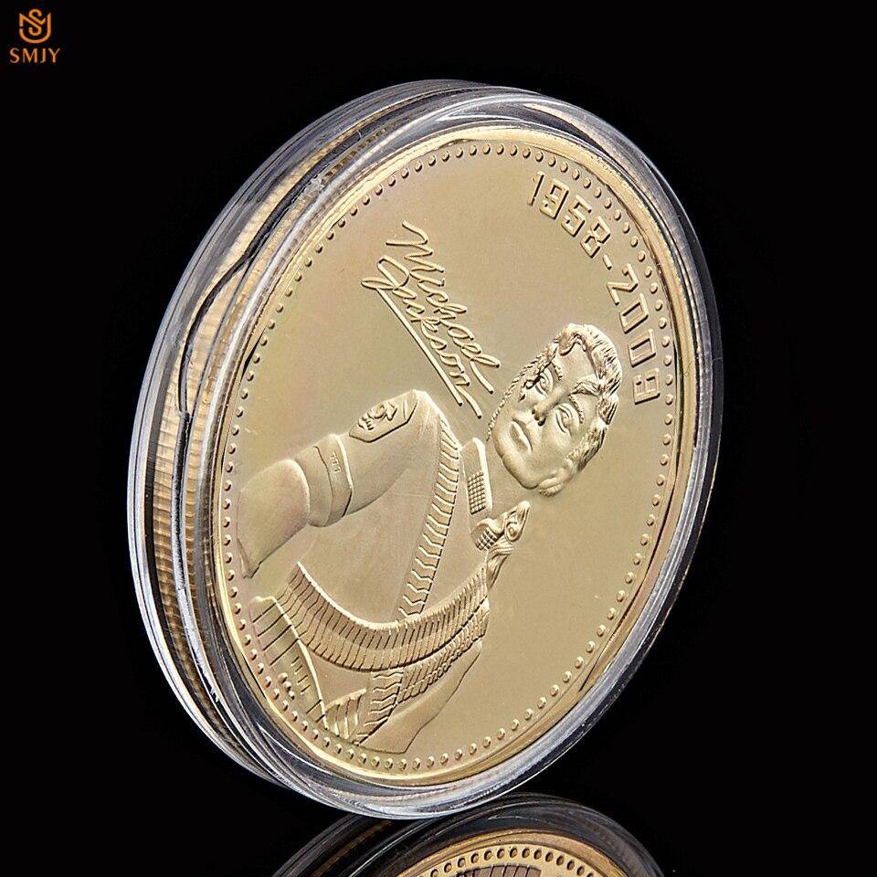 World Pop Music King Dance King Michael Jackson Silver/Gold Plated Famous Man Fan Collectibles Coin Value W/Display Box