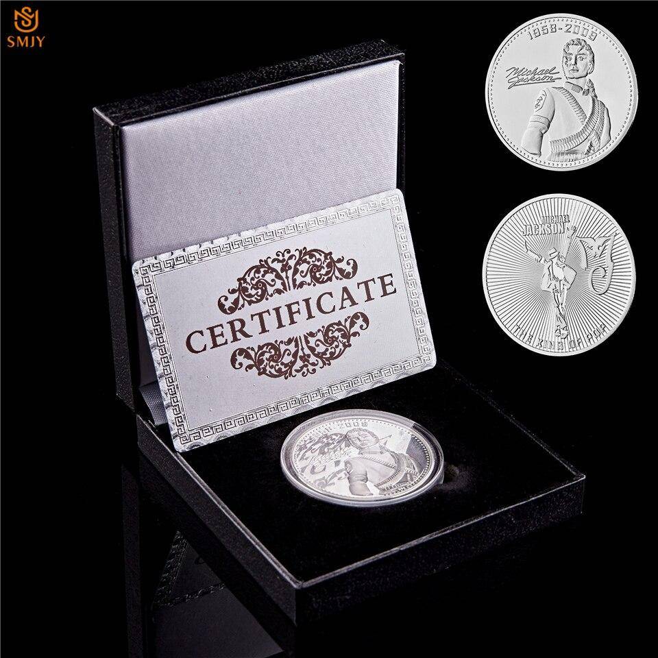World Pop Music King Dance King Michael Jackson Silver/Gold Plated Famous Man Fan Collectibles Coin Value W/Display Box