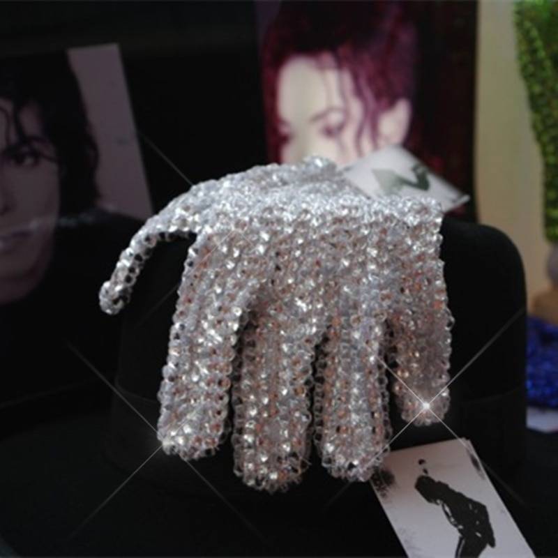 Rare MJ Michael Jackson Both Side Rhinestone Silver Crystal Handmade Glove Collection for Billie Jean Preformance Costumes cb5feb1b7314637725a2e7: Left hand|red|Right hand