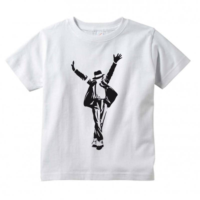 Boys/Girls MJ Michael Jackson Printed T Shirt Kids Casual Short Sleeve Tops Children's Funny White T-Shirt