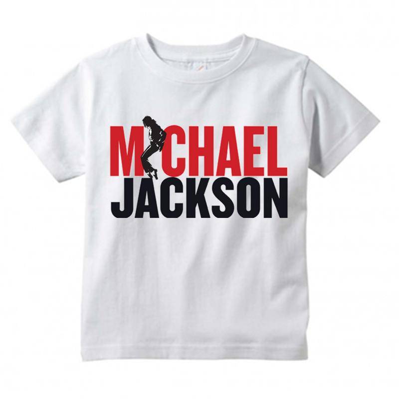 Boys/Girls MJ Michael Jackson Printed T Shirt Kids Casual Short Sleeve Tops Children's Funny White T-Shirt