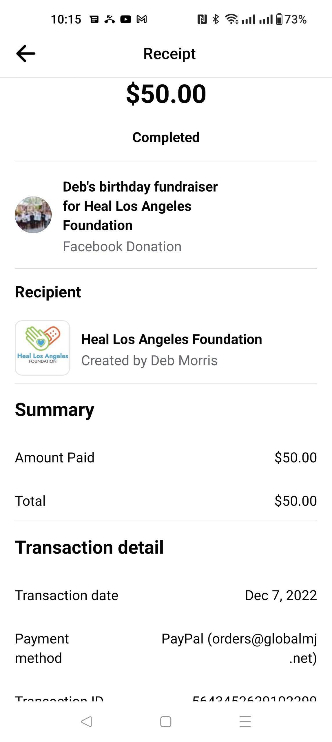 Donation to Heal LA Foundation