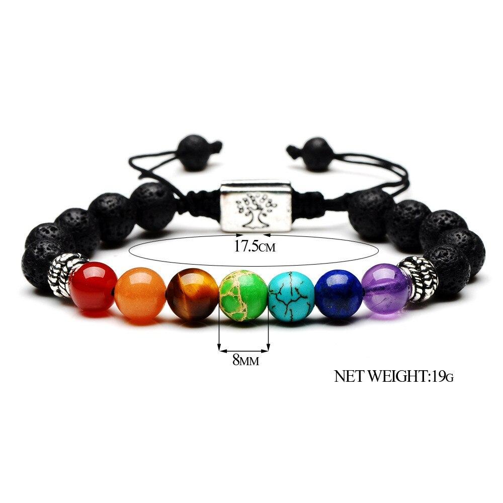 DIEZI Yoga Handmade 7 Chakra Tree Of Life Charm Bracelets Lava Stones Multicolor Beads Rope Bracelet Women Men Bracelets Bangles