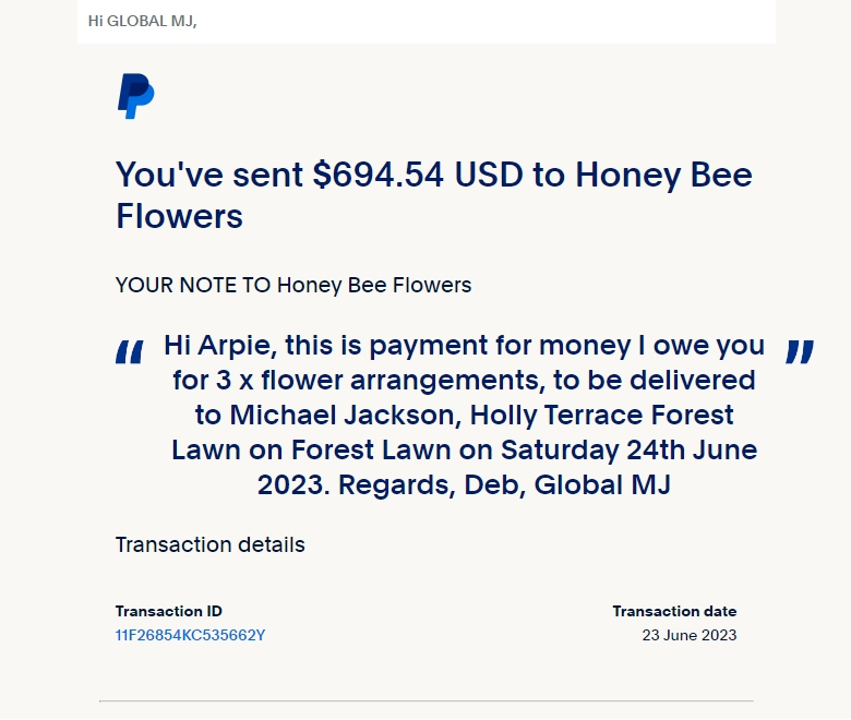 HoneyBee Flowers Payment 4 arrangements 2023