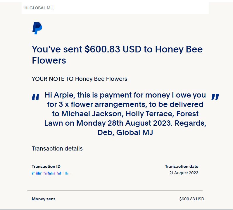 HoneyBee Flowers Payment 3 arrangements 2023