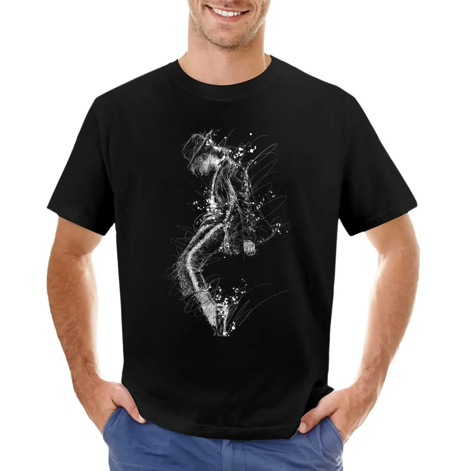 Michael Jackson MoonWalk Scribble Art T-Shirt customs korean fashion mens clothing Clothing & Accessories Special Features: Breathable,Lightweight,Moisture Wicking,Quick Dry,Sun protection,Sustainable,Wrinkle Free