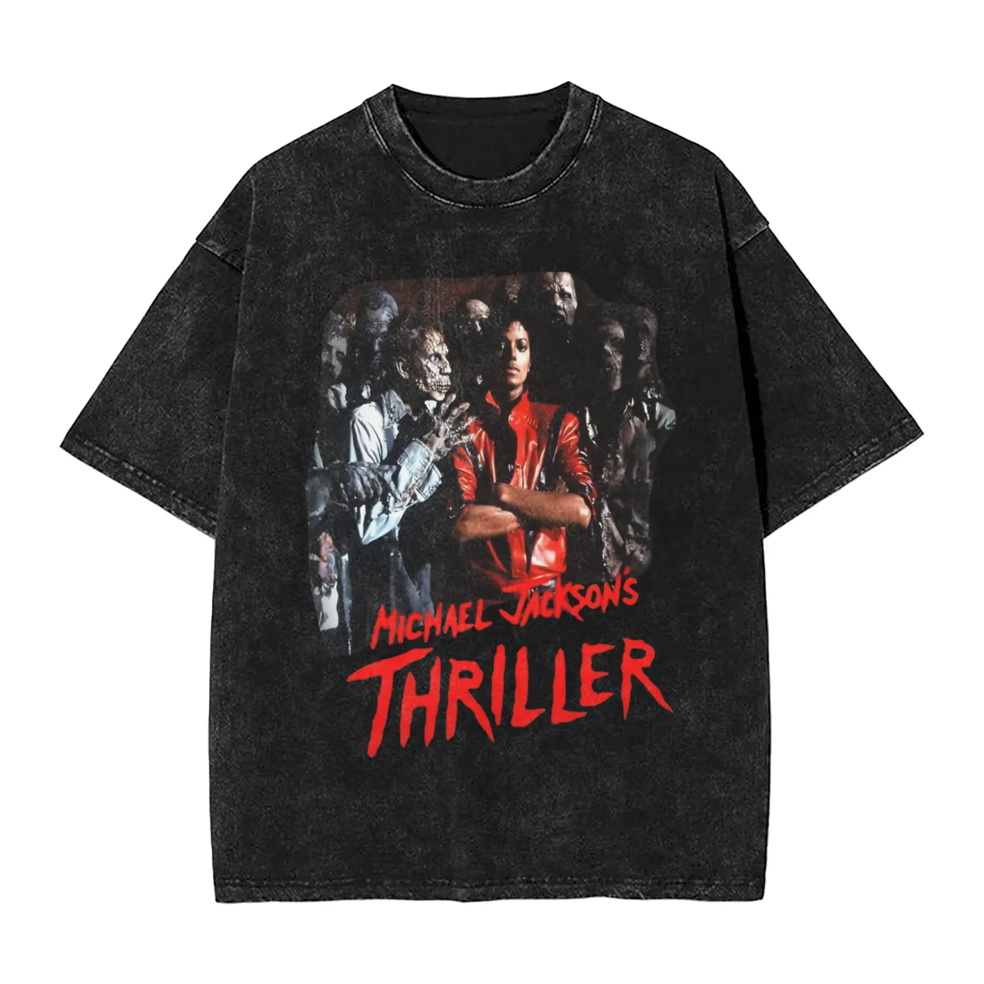 Michael Jackson T-Shirt Thriller The New Hipster T-Shirts Sleeve Street Style Tshirt Summer Casual O Neck Plus Size Tees Clothing & Accessories cb5feb1b7314637725a2e7: Black