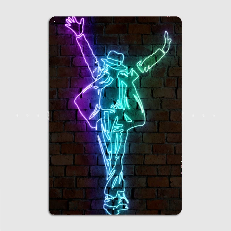 Michael Jackson King Ofpop Neon Sign Poster Metal Tin Sign Truck Indoor and Outdoor Home Bar Coffee Kitchen Wall Decoration Posters, Wall Art 6f6cb72d544962fa333e2e: 14x20cm|20X30cm|40x30cm