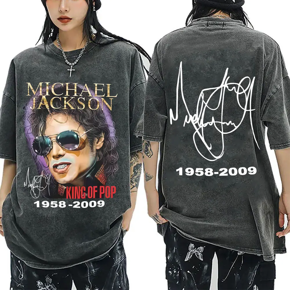 Classic Michael Jackson King of Pop Washed Vintage T-shirt Men Women Fashion Retro Rock T-shirts Men’s Hip Hop Oversized T Shirt Clothing & Accessories 6f6cb72d544962fa333e2e: L|M|S|XL|XXL