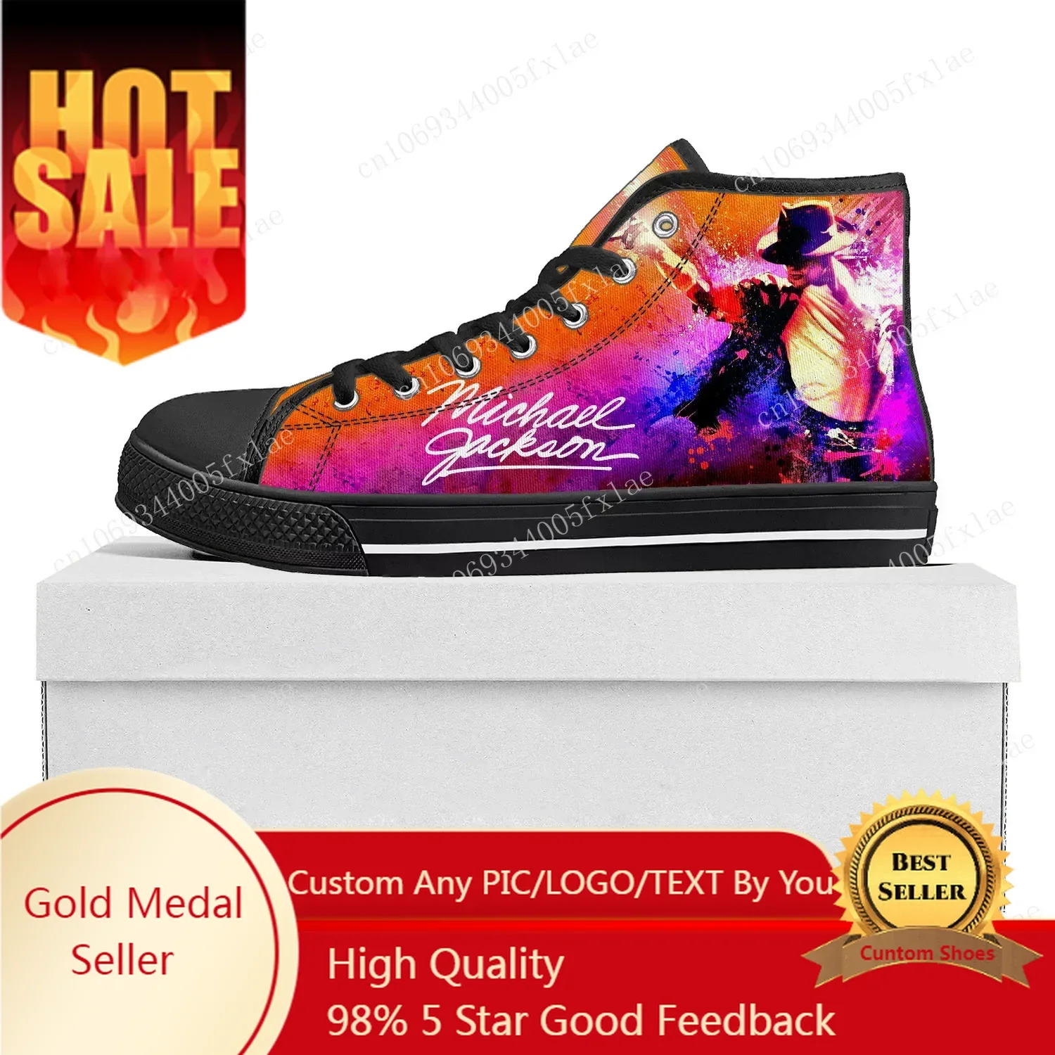 Michael Jackson Pop Singer Dancer High Top High Quality Sneakers Mens Womens Teenager Canvas Sneaker Couple Shoe Custom Shoe Footwear cb5feb1b7314637725a2e7: Custom DIY Black|Michael Jackson A|Michael Jackson B|Michael Jackson C|Michael Jackson D