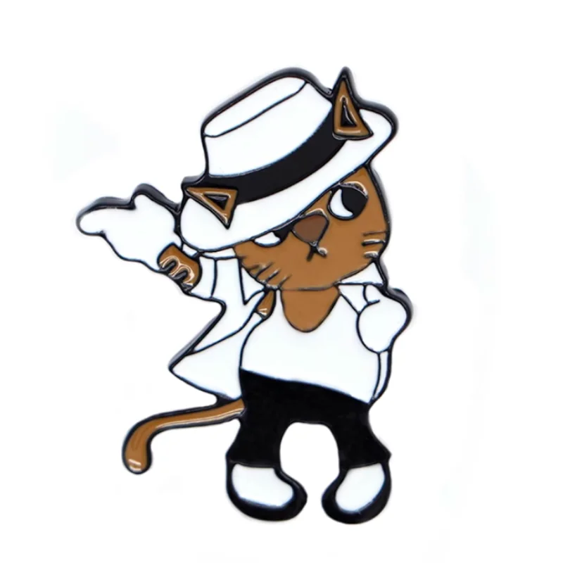 King Of Pop Michael Jackson Pin MJ Dancer Cat Brooch Rock Roll Hiphop Dancing Enamel Badge Punk Jewelry Jewellery Brand Name: Regalrock