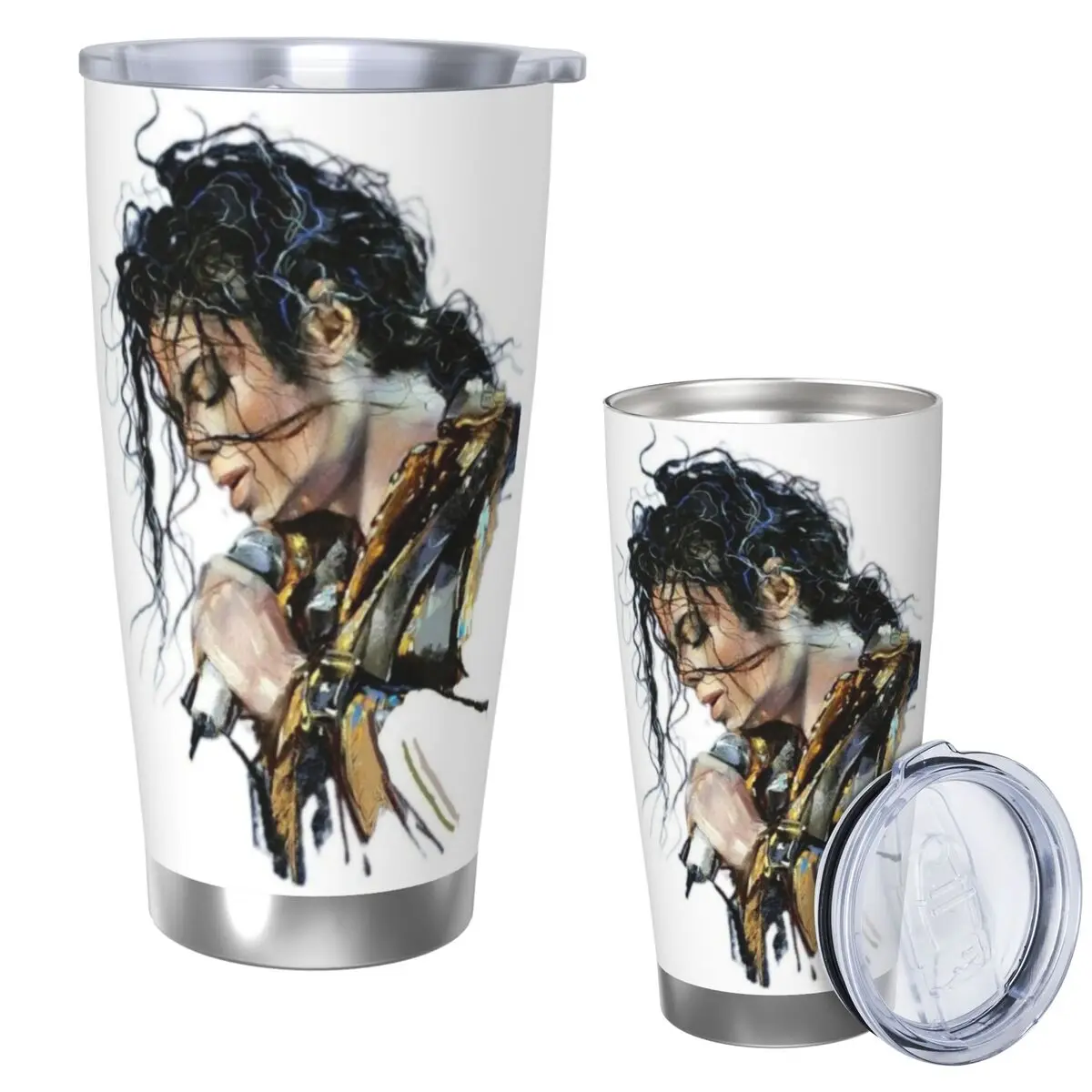 Michael Jackson Musicians Singers Dancers Stainless Steel Tumbler Vacuum Insulated Mug Thermal Cold Cup Straw With Lid 20oz Mugs cb5feb1b7314637725a2e7: 1|2