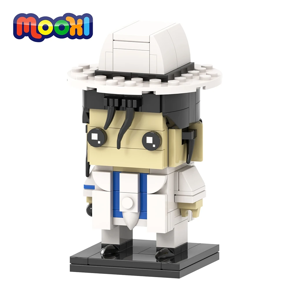 MOOXI Michael Jackson 153Pcs MOC Bricks White Suit BrickHeaded Star Figure Moder DIY Adult Building Blocks Toys For Kids MOC7518 Toys Attributes 1: MOC Small Blocks Action figure Parts