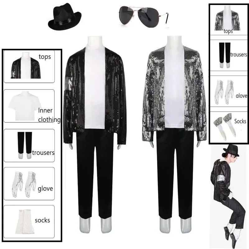 Michael Jackson Cosplay Costume Dance Imitation Stage Children’s Adult Halloween Carnival Party 80s 90s Hip Hop Stage Out Cosshe Clothing & Accessories 6f6cb72d544962fa333e2e: Children 110|Children 120|Children 130|Children 140|Children 150|L|M|S|XL|XXL|XXXL