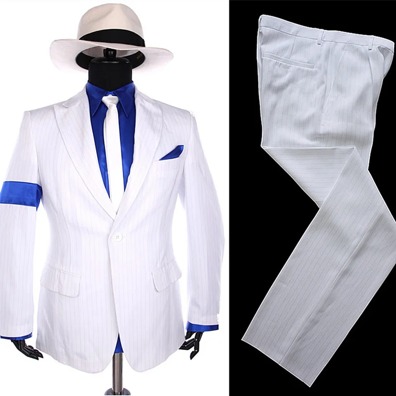 Rare Michael Jackson Smooth Criminal Classic White Stripe Skinny Party Casual Suit FULL Outfit Clothing & Accessories 6f6cb72d544962fa333e2e: L|M|S|TAILOR MADE|XL|XS（old）|XXL|XXS|XXXL