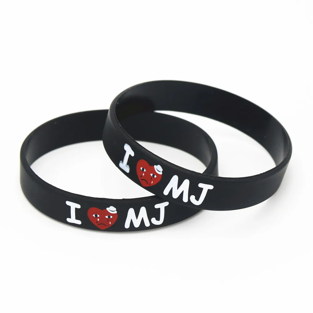 1PC New Black I Love MJ Michael Jackson Silicone Wristband Printed Black Bracelets&Bangles for Music lovers Gifts Jewelry SH154 Jewellery ba2a9c6c8c77e03f83ef8b: 20cm