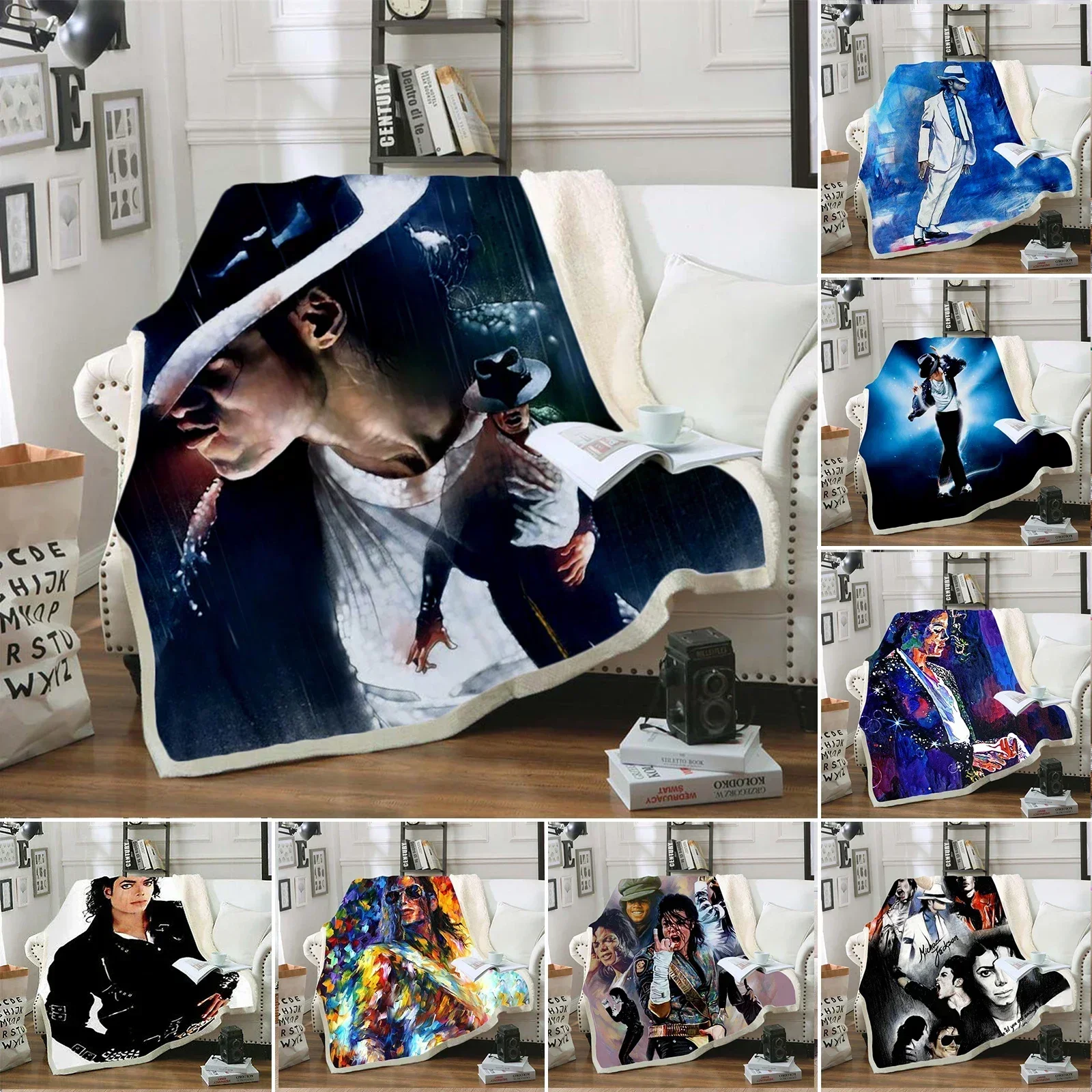 Michael Jackson D Printed Fleece Blanket Thick Quilted Sherpa Throw for Adults and Kids Custom Fashion Bedspread Bedroom 6f6cb72d544962fa333e2e: 40x50inch 100x125cm|50x60inch 125x150cm|60x80inch 150x200cm