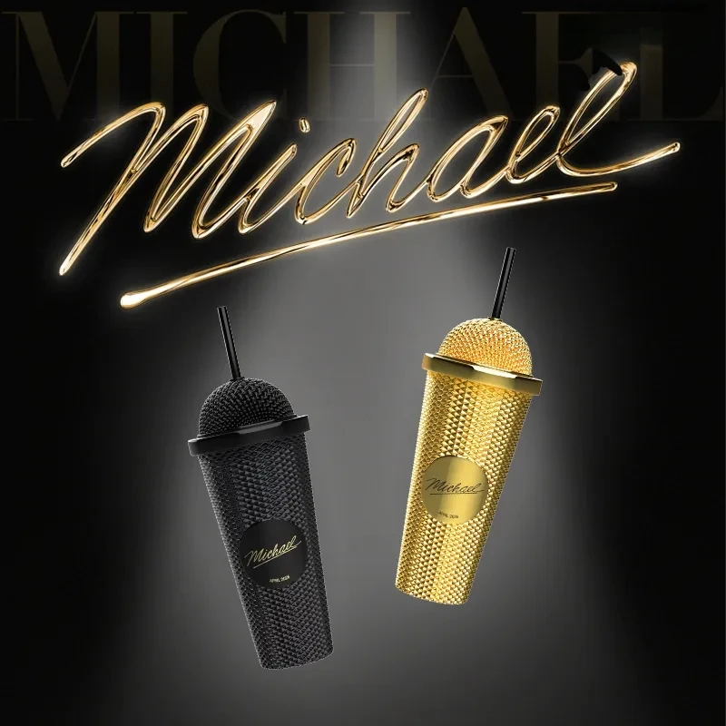 Michael Jackson Water Cup Microphone-Shaped Cold Water Cup Creative Collectible Gift Fan Merch cb5feb1b7314637725a2e7: 2 PCS|A|B